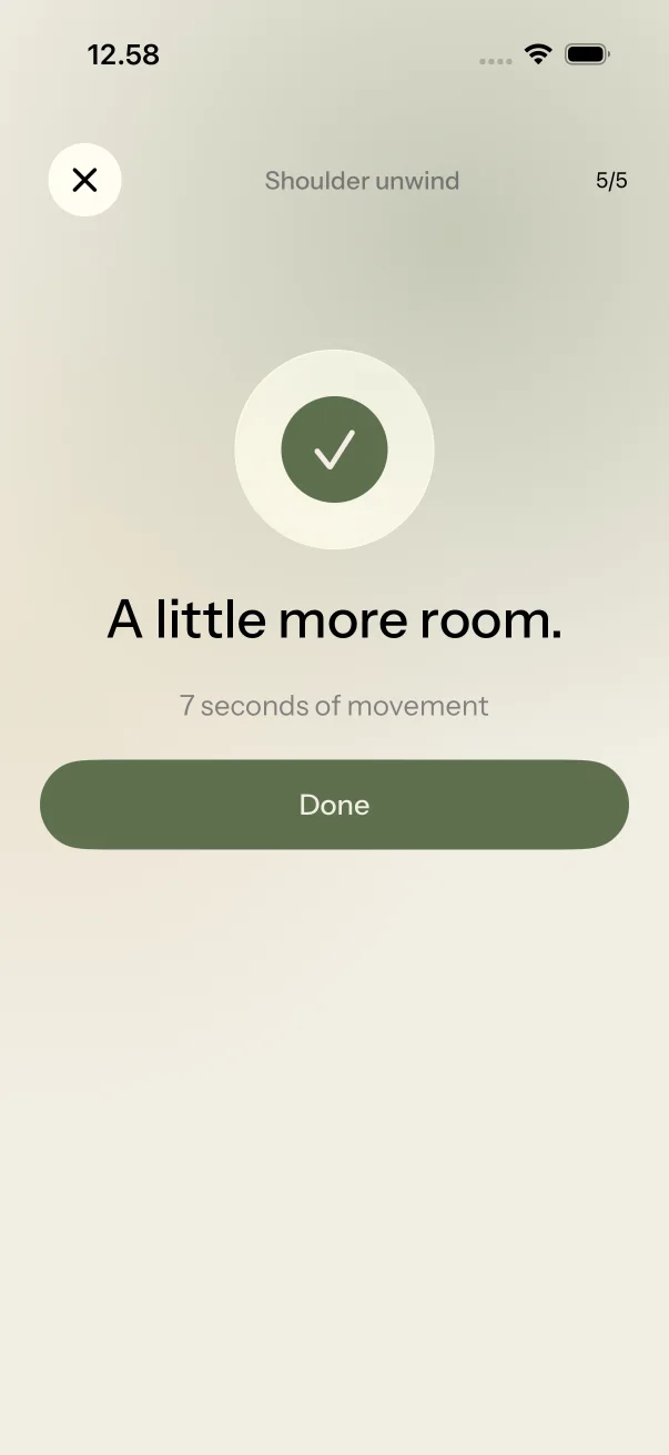 The finish screen: A little more room